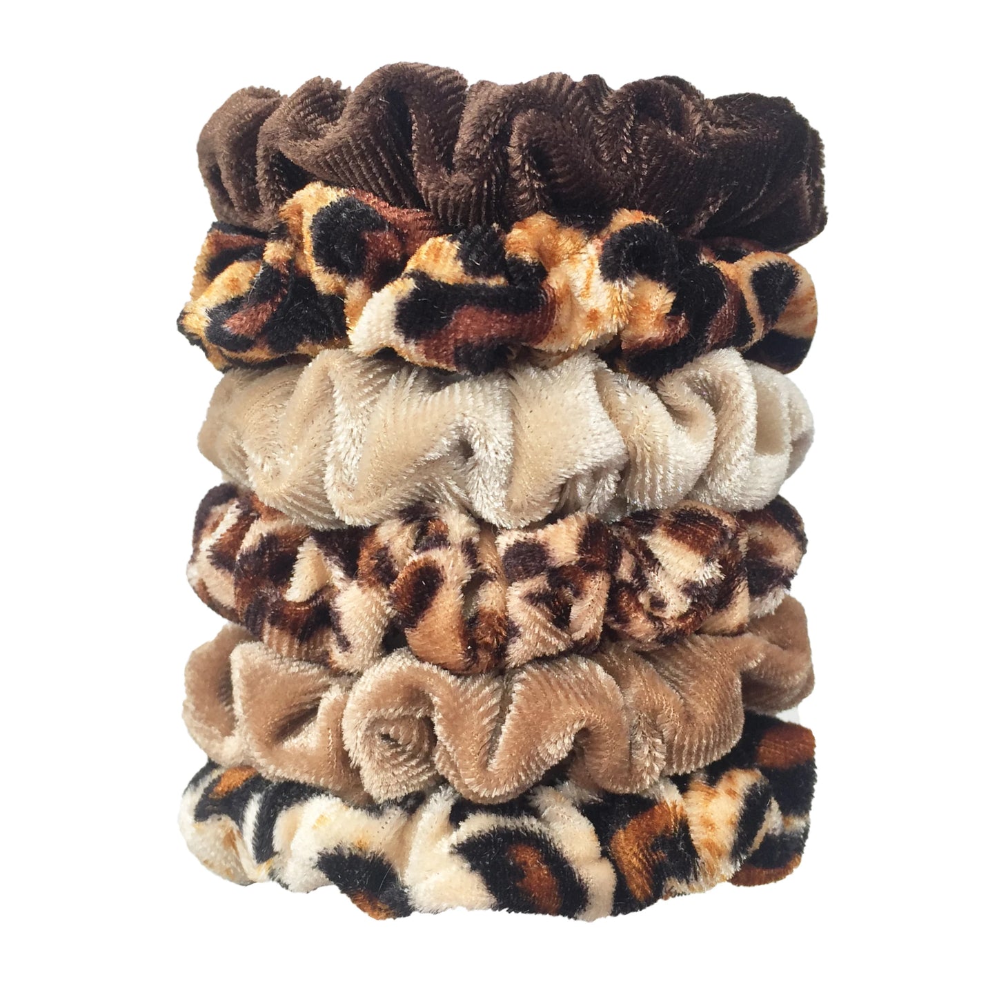Chouchous en velours pour femmes motif léopard — élastique, bandeau cheveux, queue de cheval, 24/50/6 pièces