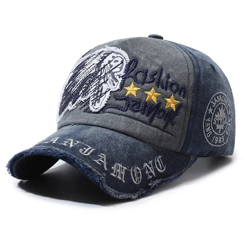 Gorra de béisbol retro desgastada informal para deportes al aire libre para cuatro estaciones, gorra de sol de primavera y otoño, gorra bordada con letras para hombres