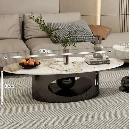 Modern coffee tables marble effect Deluxe Nordic oval white metal side table Premium Low Lounge Tables home furniture