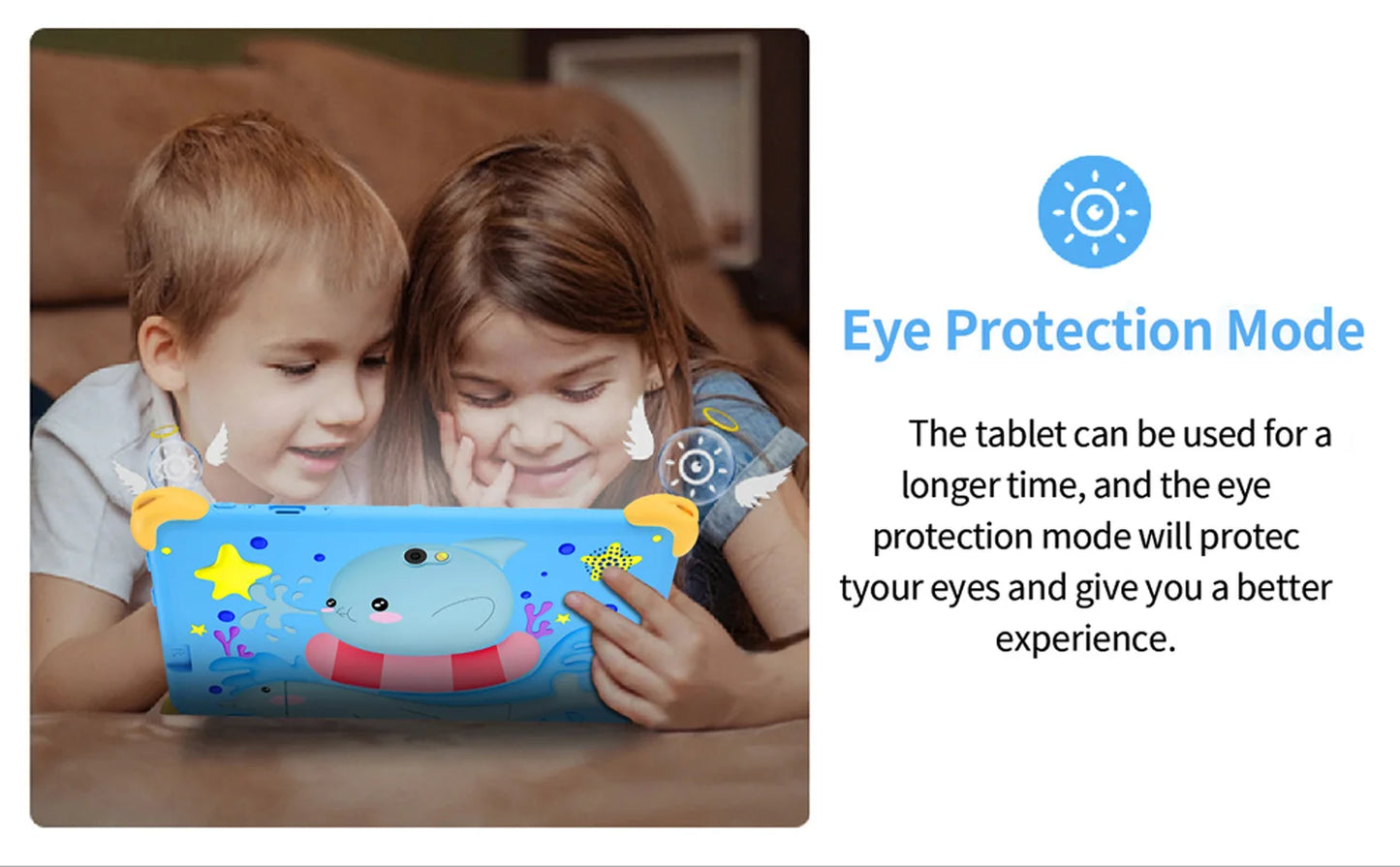 Tableta infantil de 7 pulgadas 5G con diseño de dibujos animados, PC de aprendizaje y educación Android con funda a prueba de niños, tableta de 4000 mAh