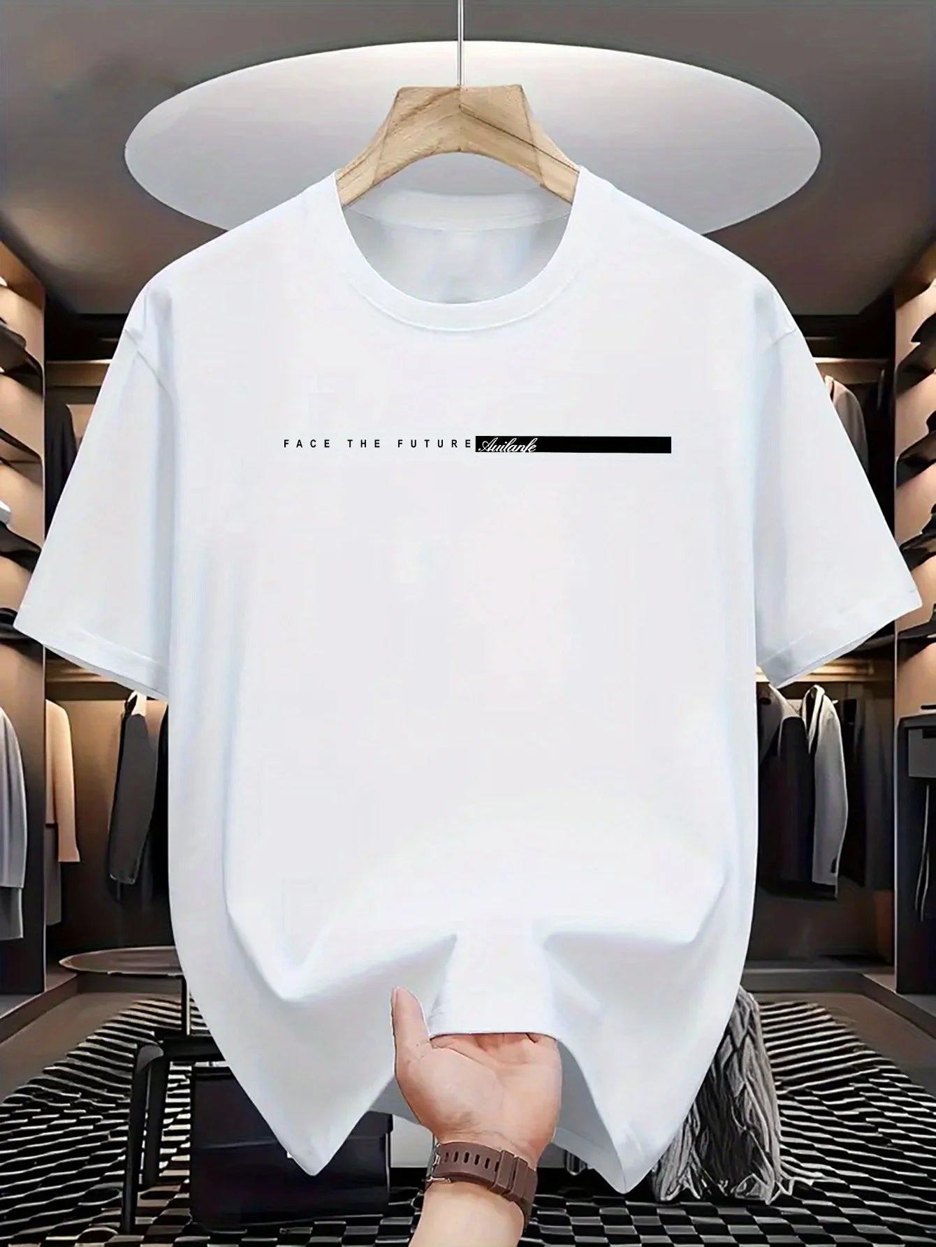 Men's Short Sleeve Round Neck T-Shirt, Casual Loose Top, Large Letter Print, High Street Style, Unisex, Summer, 100% Cotton