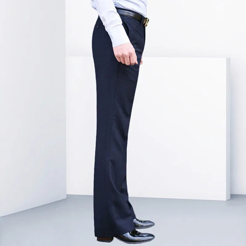 Pantalon décontracté micro-évasé taille moyenne pour homme — botte d'affaires, coupe cloche, 4 saisons, 2024