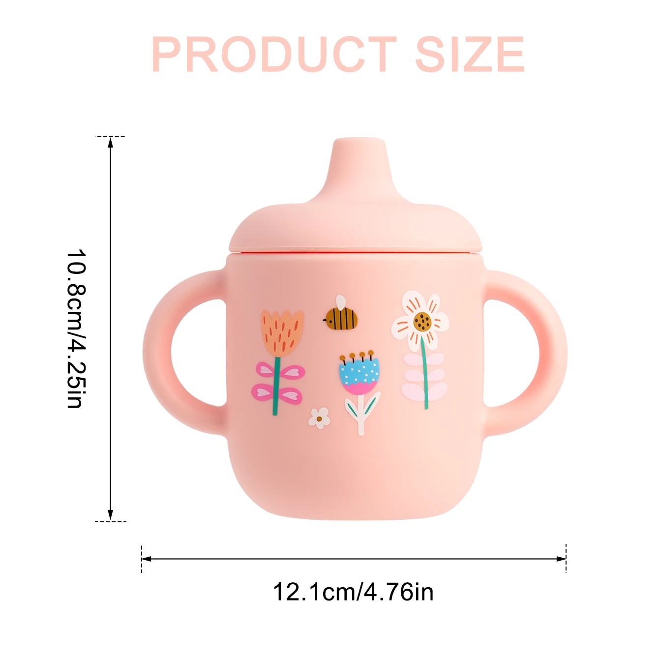1 pieza taza de alimentación de silicona de dibujos animados para bebé, sin BPA, a prueba de fugas, taza de entrenamiento con mango, para viajes, apta para lavavajillas, artículos para bebé