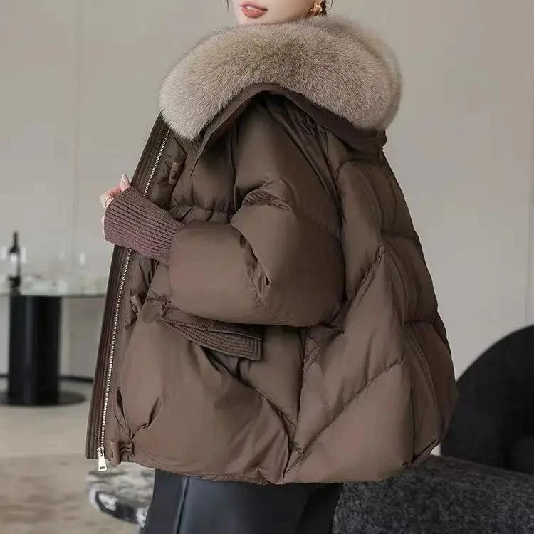 Women's Winter Down Cotton Jacket 2025 New Women's Warm Thick Cotton Coat Plus Size Fur Collar Cotton Padded Jacket Women's Parka Coat