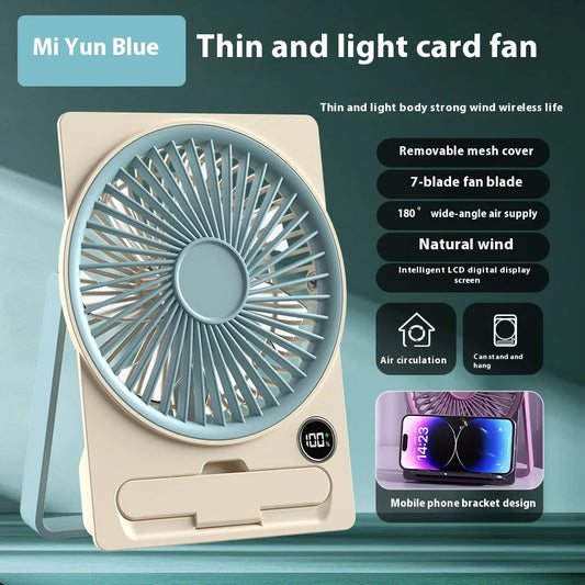 Ventilador de mesa, ventilador de carga USB portátil, ventilador personal montado en la pared con pantalla de alimentación, ventilador de escritorio ultra silencioso de 5 velocidades