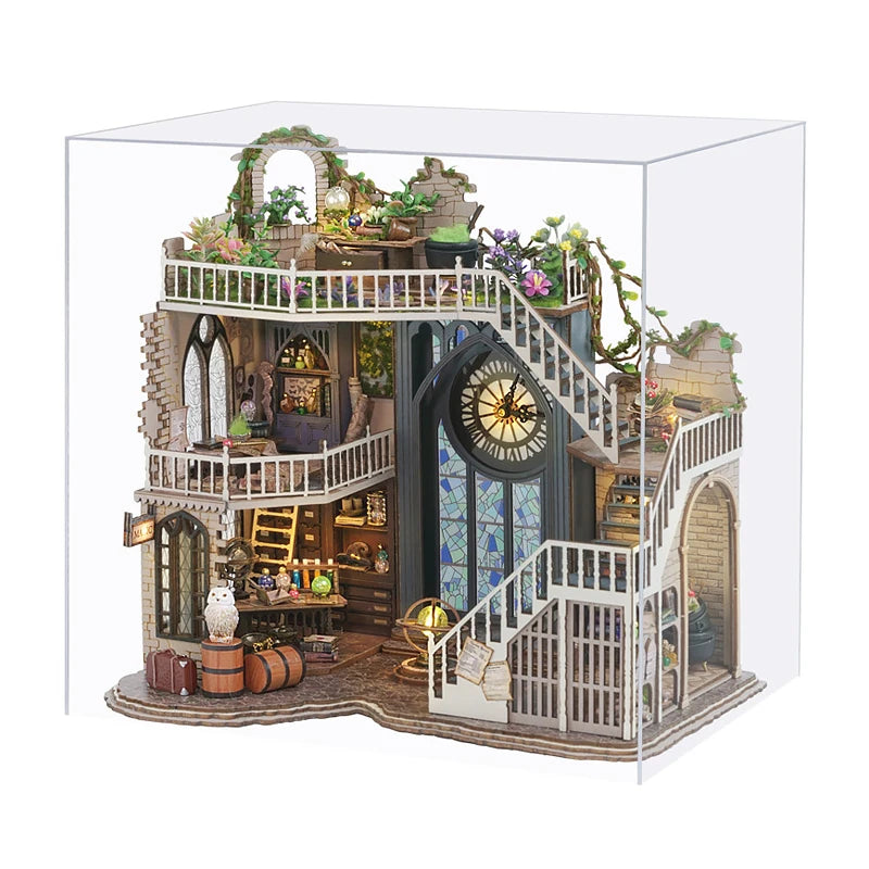 Casa de muñecas de madera, modelo de jardín, puzle 3D, kits de construcción para montar, juguetes, decoración de dormitorio con luces LED, regalo para casa de muñecas, bricolaje