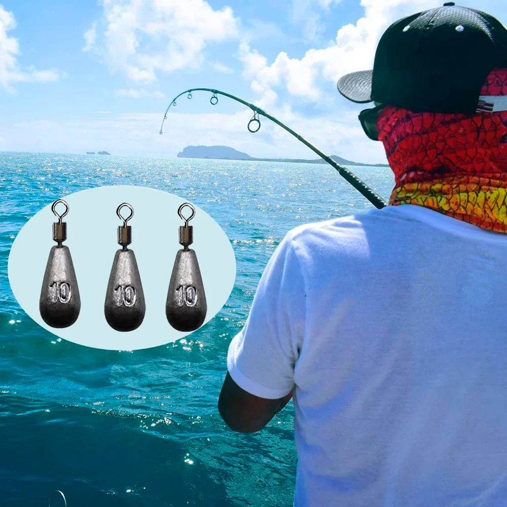10 pièces par lot, plombs de pêche en 3.5g, 5g, 7g, 10g, 14g et 20g, poids en forme de goutte d'eau, accessoires de matériel de pêche