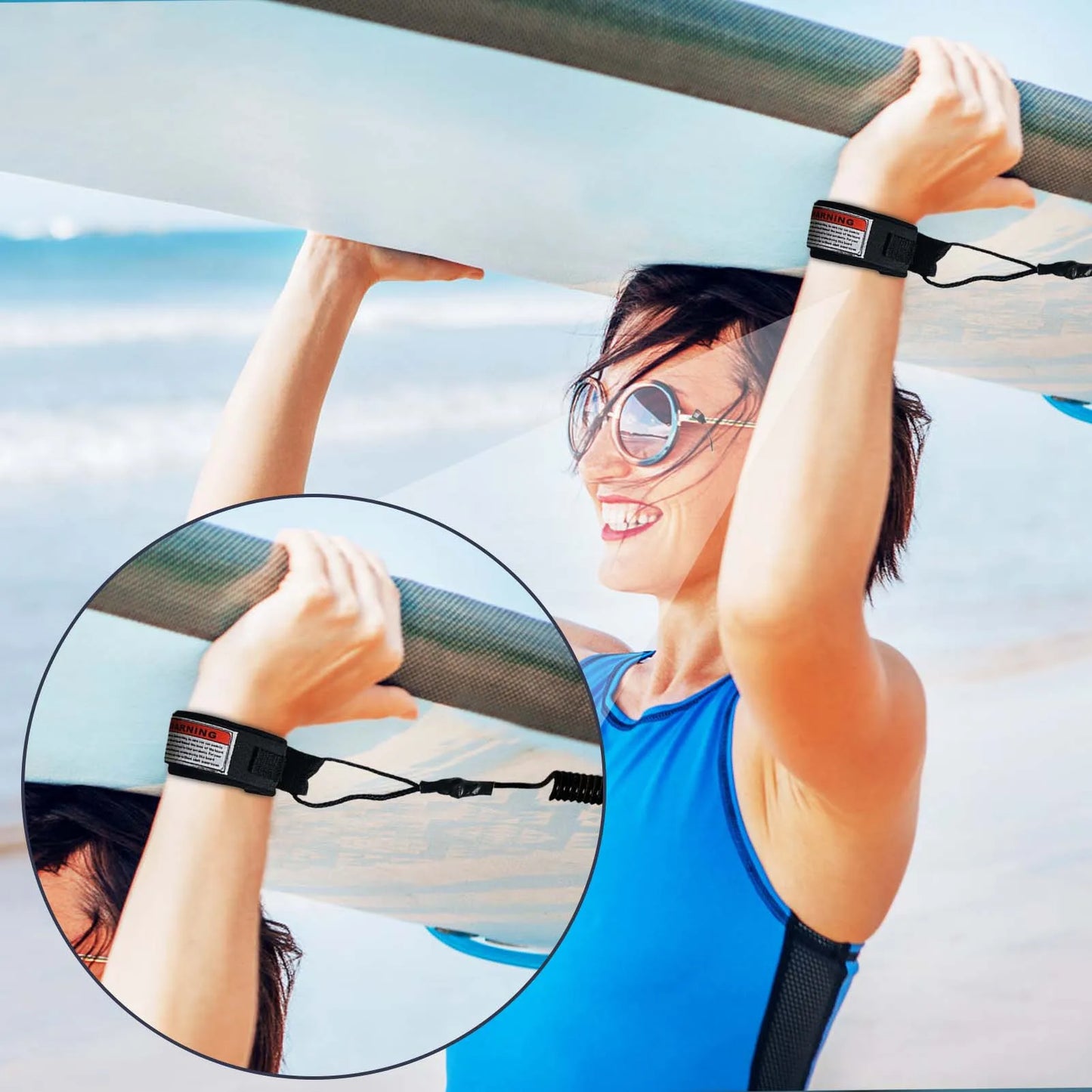 1 pieza nueva y caliente, correa de surf de seguridad con cordón para la mano y correa de tobillo simple, correa en espiral adecuada para olas pequeñas y medianas