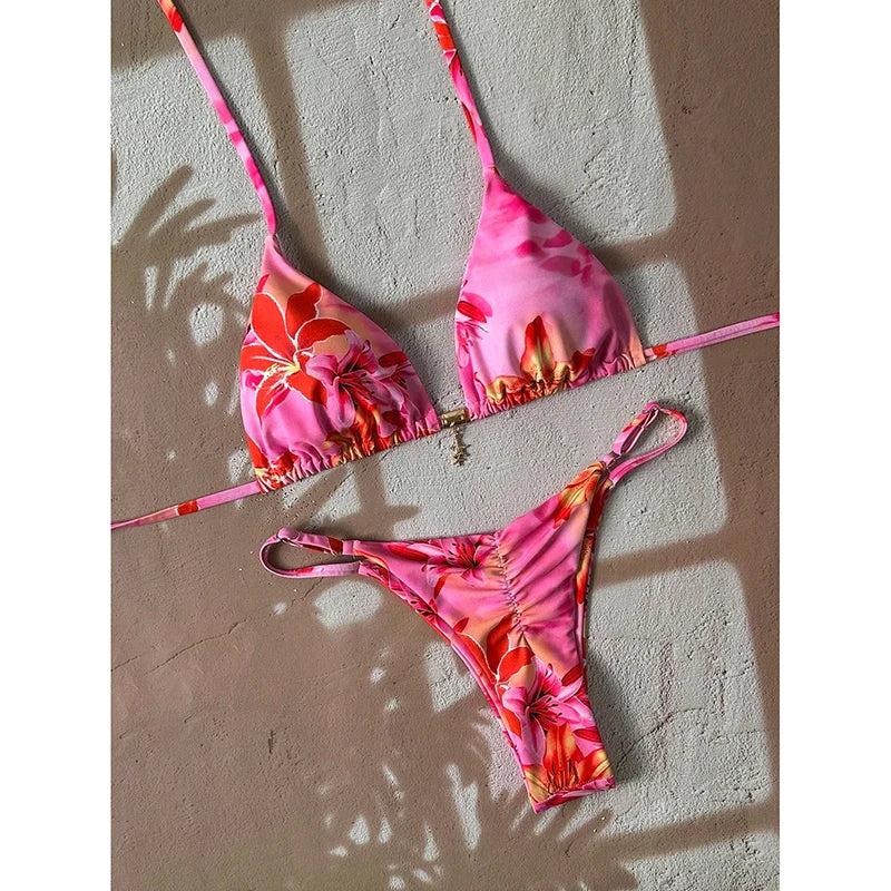 Micro bikini pour femmes, maillot de bain deux pièces, vêtements de bain pour femmes, maillot de bain 2026, sexy, imprimé léopard, push-up, string, ensembles de bikinis, vêtements de plage, été