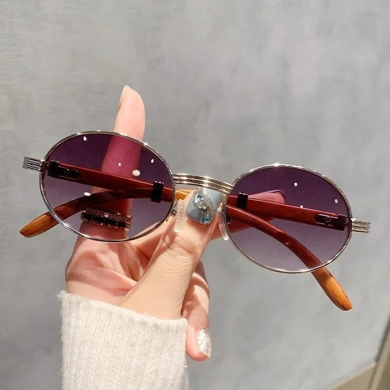 Gafas de sol ovaladas de madera para hombre y mujer, gafas de sol vintage, gafas de sol de lujo, gafas de diseño, moda