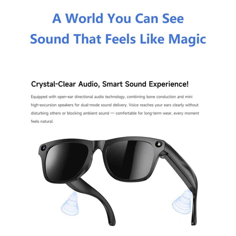 Lunettes intelligentes AI — Bluetooth tactile, caméra, appel, musique, sport