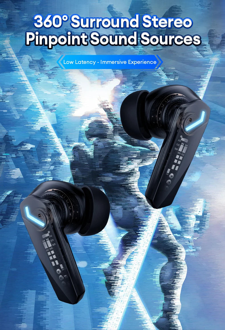 Auriculares inalámbricos Lenovo GM2 Pro Bluetooth 5.3 para juegos, baja latencia, modo dual, música, auriculares deportivos intrauditivos con micrófono