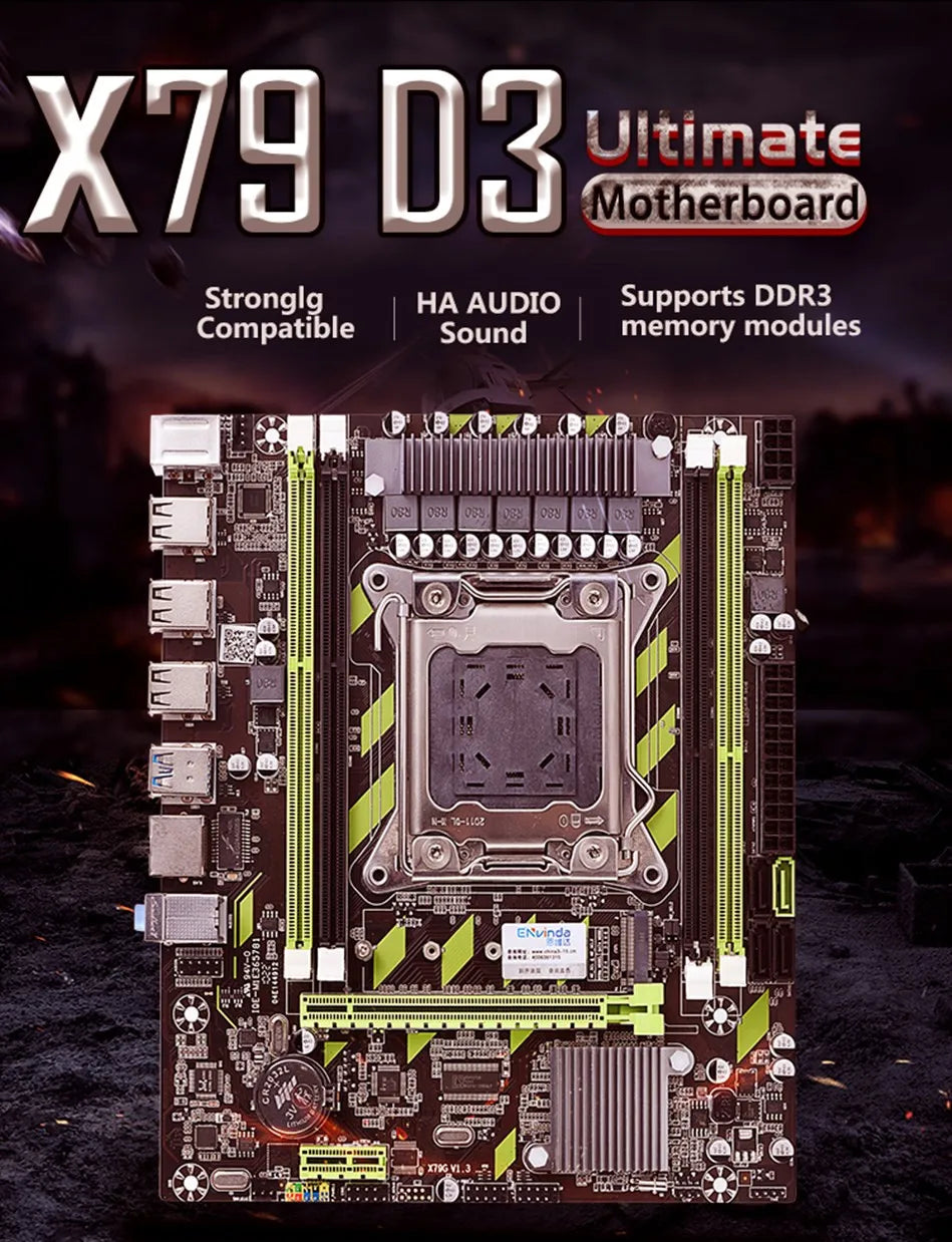 ENVINDA-Carte mère X79, LGA 2011, USB 2.0, prise en charge de la mémoire REG, ECC, processeur Xeon E5, 4DDR3, PCI-E, NVcloser, M.2