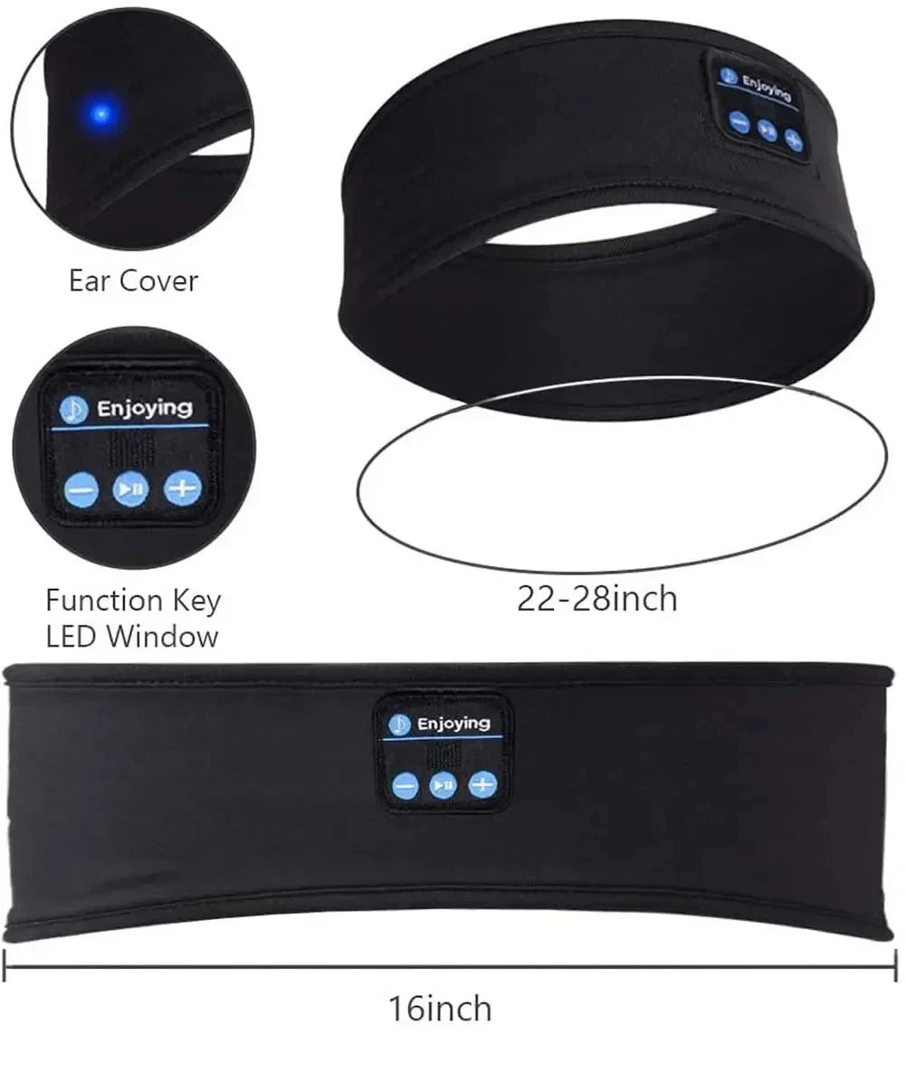 HUAWEISHI Auriculares deportivos Bluetooth 5.0 diadema elástica inalámbrica para dormir, máscara de ojos, auriculares inalámbricos, diadema