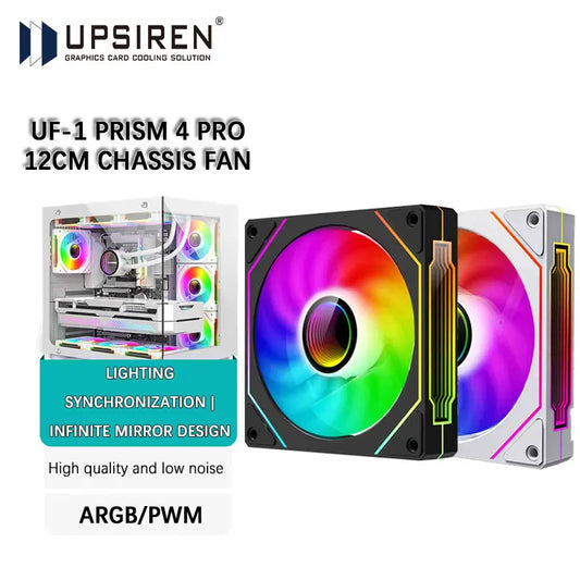UPSIREN UF-1 PRISM 4 PRO ventilateur de châssis d'ordinateur 12 cm ARGB 4 broches PWM ventilateur de refroidissement silencieux 12 V grand Volume d'air 45CFM/600-1500 tr/min