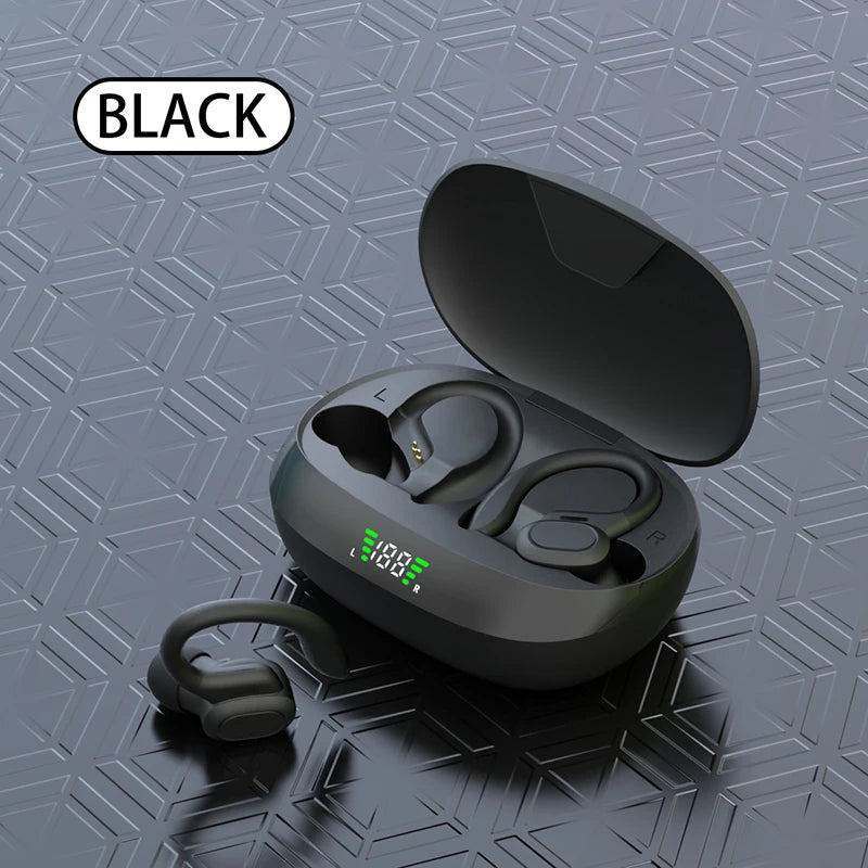 Écouteurs Bluetooth étanches avec microphone — crochet d'oreille sport, son stéréo HiFi 9D