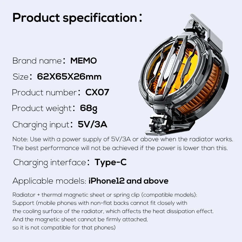 Refroidisseur téléphone semi-conducteur magnétique/clip — refroidissement rapide, gaming, diffusion en direct