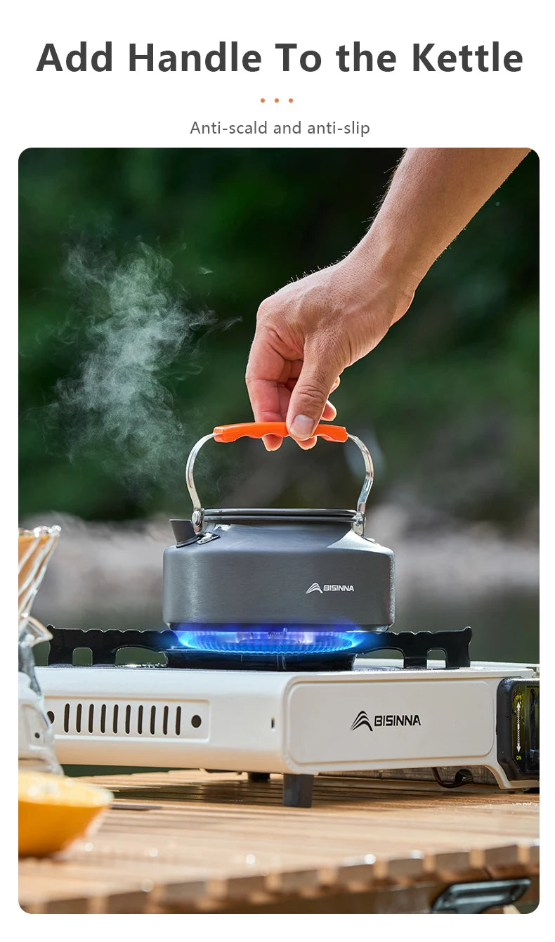 BISINNA – ustensiles de cuisine de Camping en alliage d'aluminium, bouilloire à eau, casserole, ensemble de cuisine pour voyage, randonnée, pique-nique, barbecue