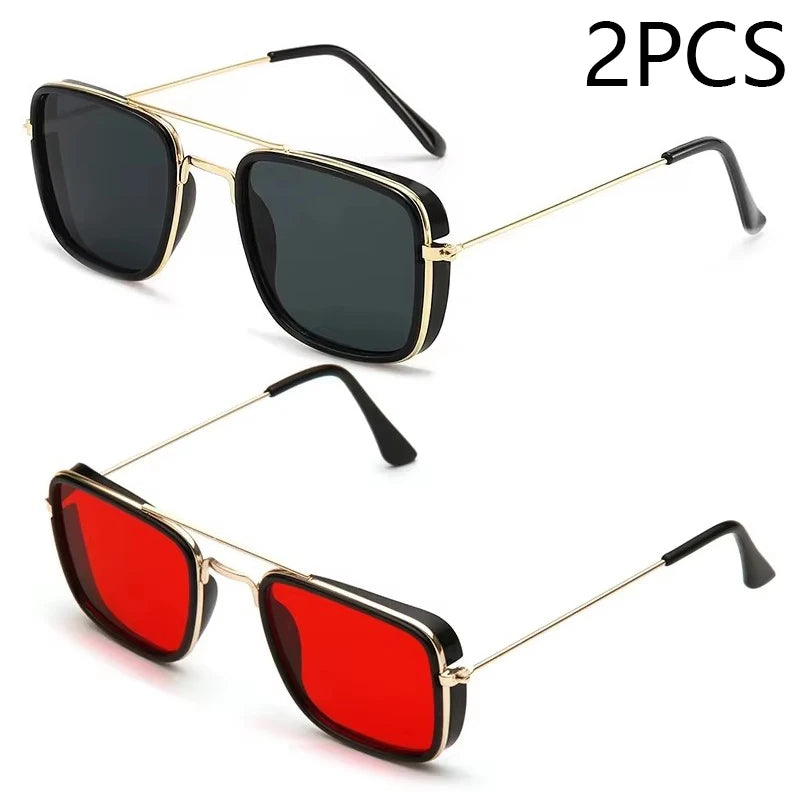 Lunettes de soleil rétro à petite monture carrée en métal, lunettes de protection UV, version coréenne, mode européenne et américaine