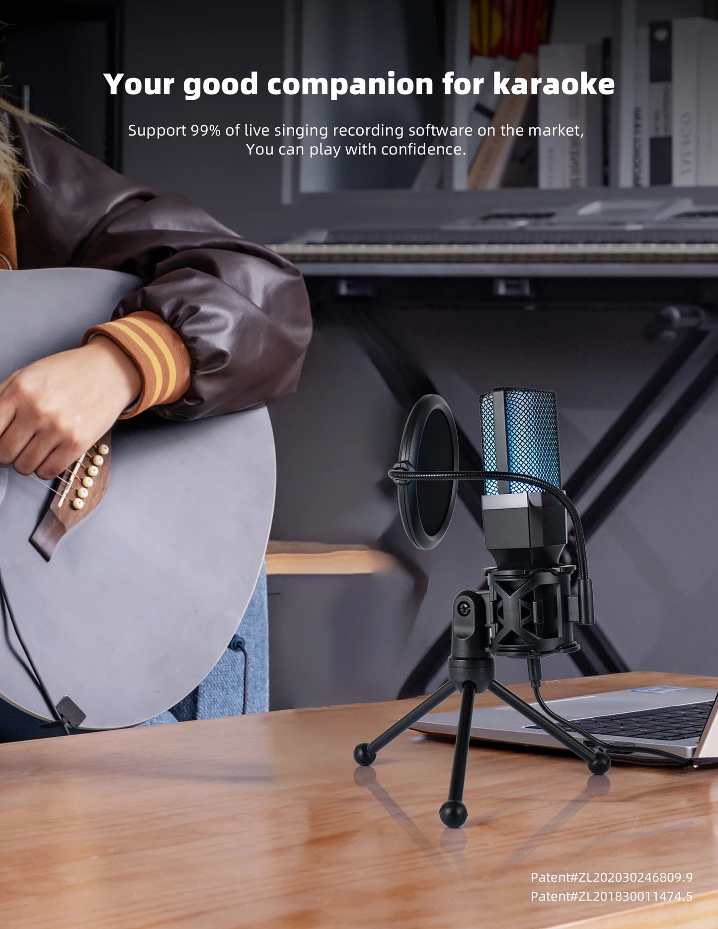 Microphone USB à condensateur pour gaming et podcast – Micro filaire pour PC, streaming et karaoké