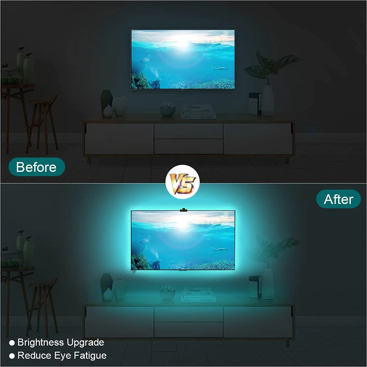 Rétro-éclairage TV/PC avec capteur de couleur RGB-IC, bande lumineuse LED pour écrans de 55 à 75 pouces, synchronisation intelligente, décoration de salle de jeu, lumières d'ambiance