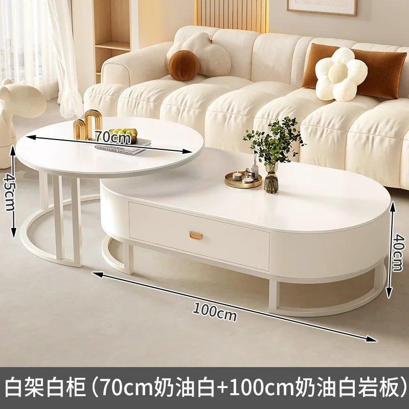 Luxury Extendable Round Modern Coffee Tables Minimalist Premium Design Book Furniture Mesa De Centro De Sala