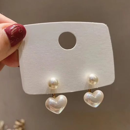 Elegant Heart-Shaped Earrings for Women, Imitation Pearl, Korean Style, Simple, Wedding Party Jewelry, Valentine's Day Gifts