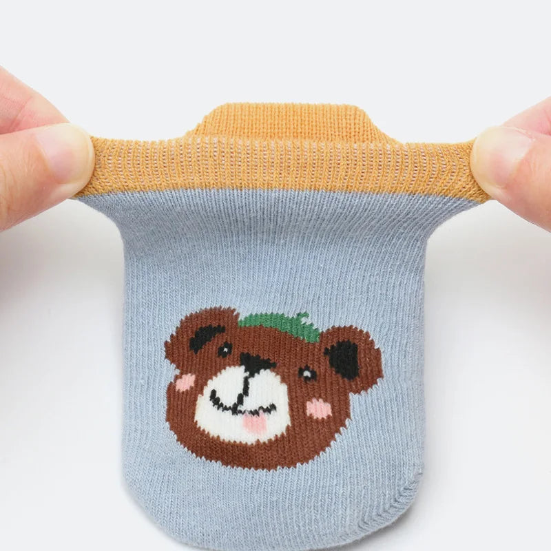 6 pares de calcetines de algodón para niños, bonitos dibujos de animales, cómodos, transpirables, antideslizantes, para bebés