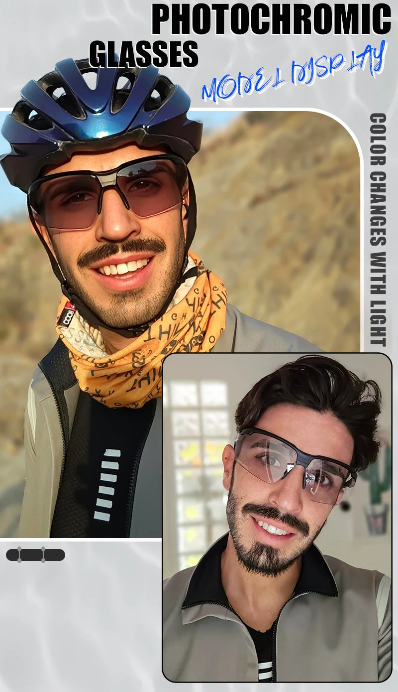 Lunettes de cyclisme photochromiques UV400 — sports de plein air, course, VTT, vélo de route, hommes et femmes
