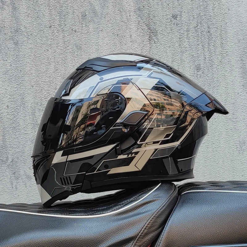 Cascos de moto ORZ doble visera, casco modular abatible aprobado por DOT, casco integral de motocicleta de carreras, casco de motocross DOT