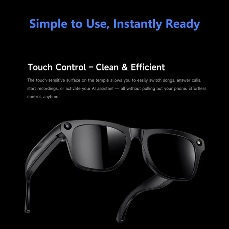 Lunettes intelligentes AI — Bluetooth tactile, caméra, appel, musique, sport
