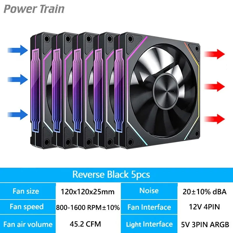 Ventilateur de boîtier PC ARGB LDPCSJ Prism 4RS 120 mm avec design miroir infini, synchronisation avec la carte mère, ventilateur de refroidissement CPU PWM 4 broches