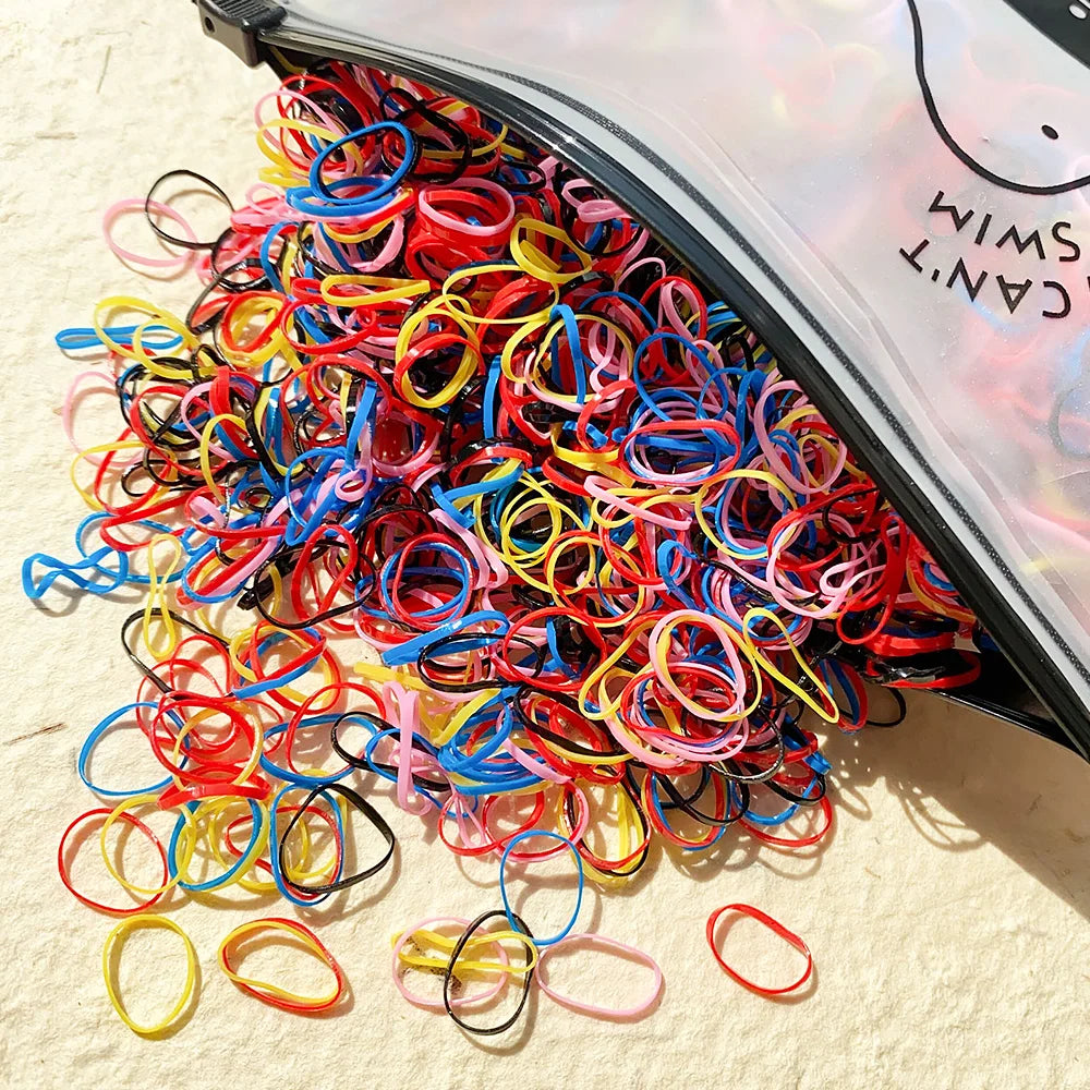 Attaches à cheveux colorées pour filles — porte-queue de cheval, enfants, accessoires, 500/1000/2000 pièces
