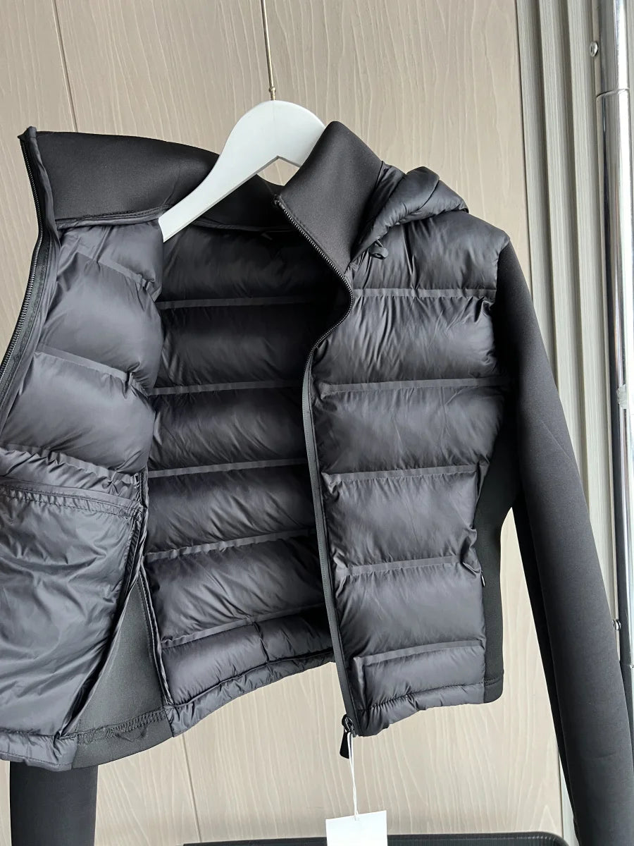 2025 Winter New Women's Lightweight Warm Down Jacket with Long Sleeves and Hooded Sports Coat with Zipper 4391742