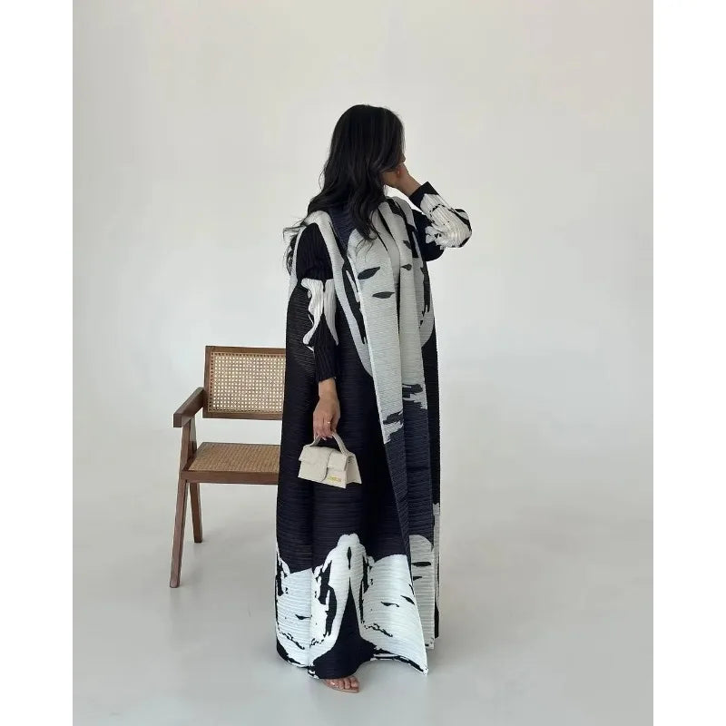 KAF femmes mode Abaya Vintage imprimé Cardigan conception ample grande taille élégante femme luxe Robe printemps automne modèle