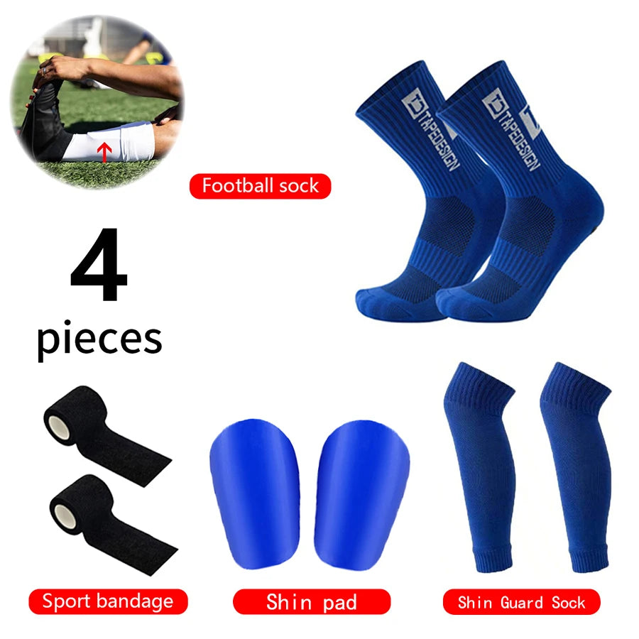 Kit Football 4 Pièces — Chaussettes + Manchons Protège-Tibias + Bandages