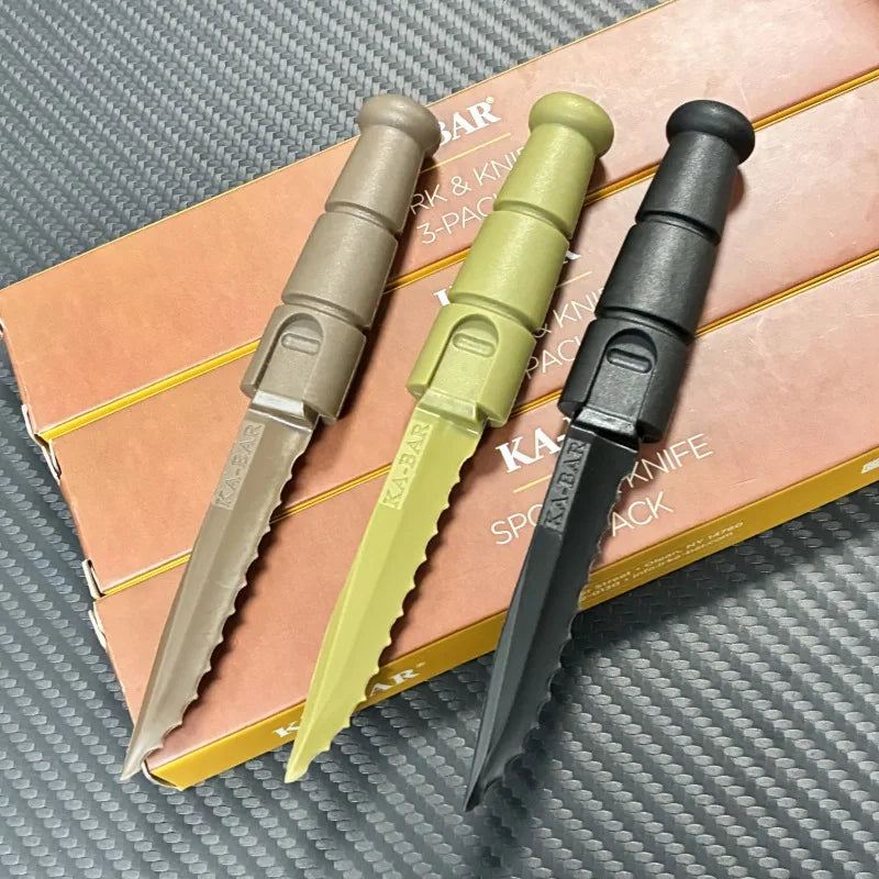 Mini ensemble de couverts tactiques EDC, outil multifonction d'extérieur, fourchette cuillère couteau Combo Camping randonnée équipement essentiel