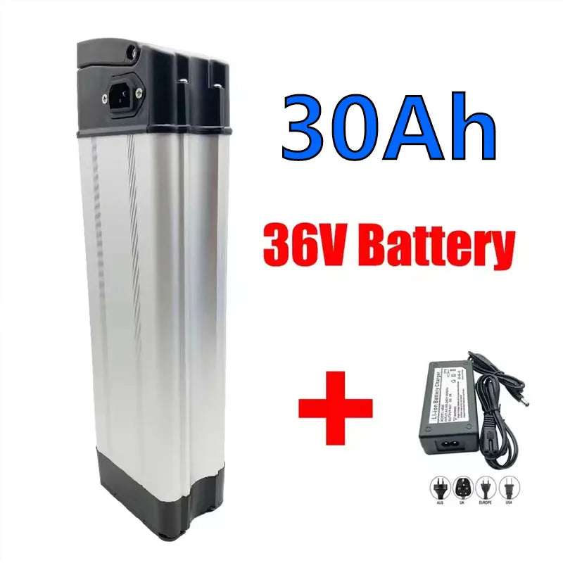 Batería de litio tipo "Silverfish" universal Express de gran capacidad de 36 V y 15 Ah-20 Ah-30 Ah para motocicleta eléctrica, bicicleta plegable, para llevar