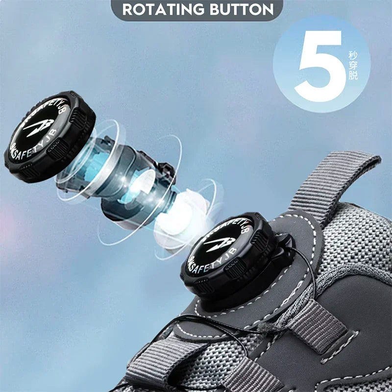 Botón giratorio nuevos zapatos de seguridad para hombre Anti-aplastamiento Anti-perforación zapatos de trabajo de moda para hombre zapatos deportivos botas de protección de seguridad para hombre