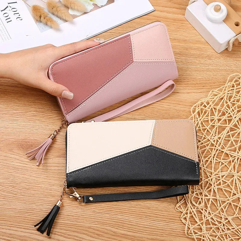 Portefeuille Femme Cuir Zipper — Porte-Monnaie Porte-Carte Téléphone Pochette
