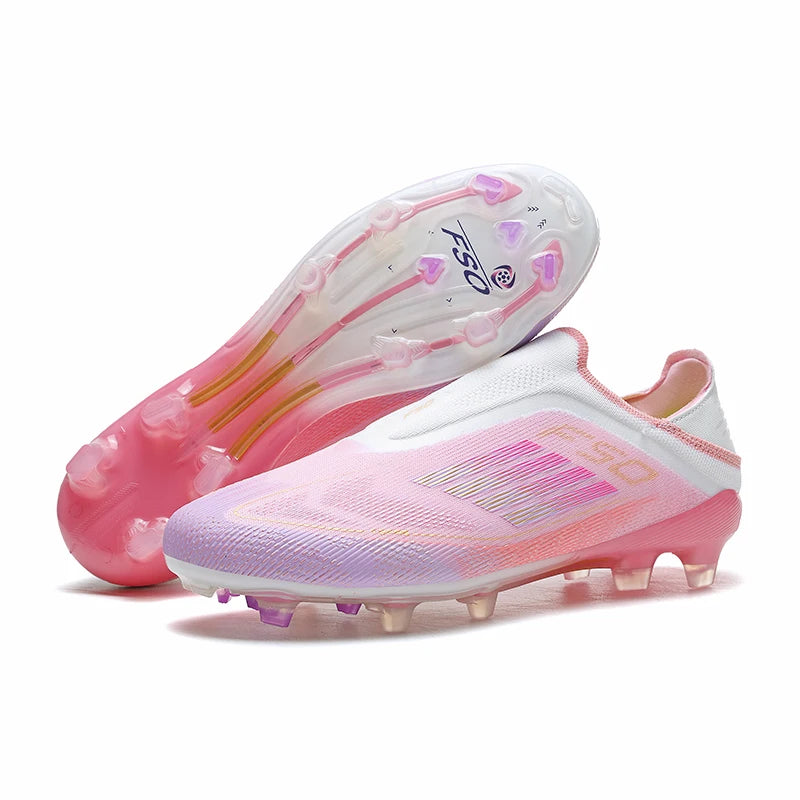 Chaussures de Football FG Homme Cuir Verni Montantes Imperméables — Crampons Longs, Professionnel EU 32–48