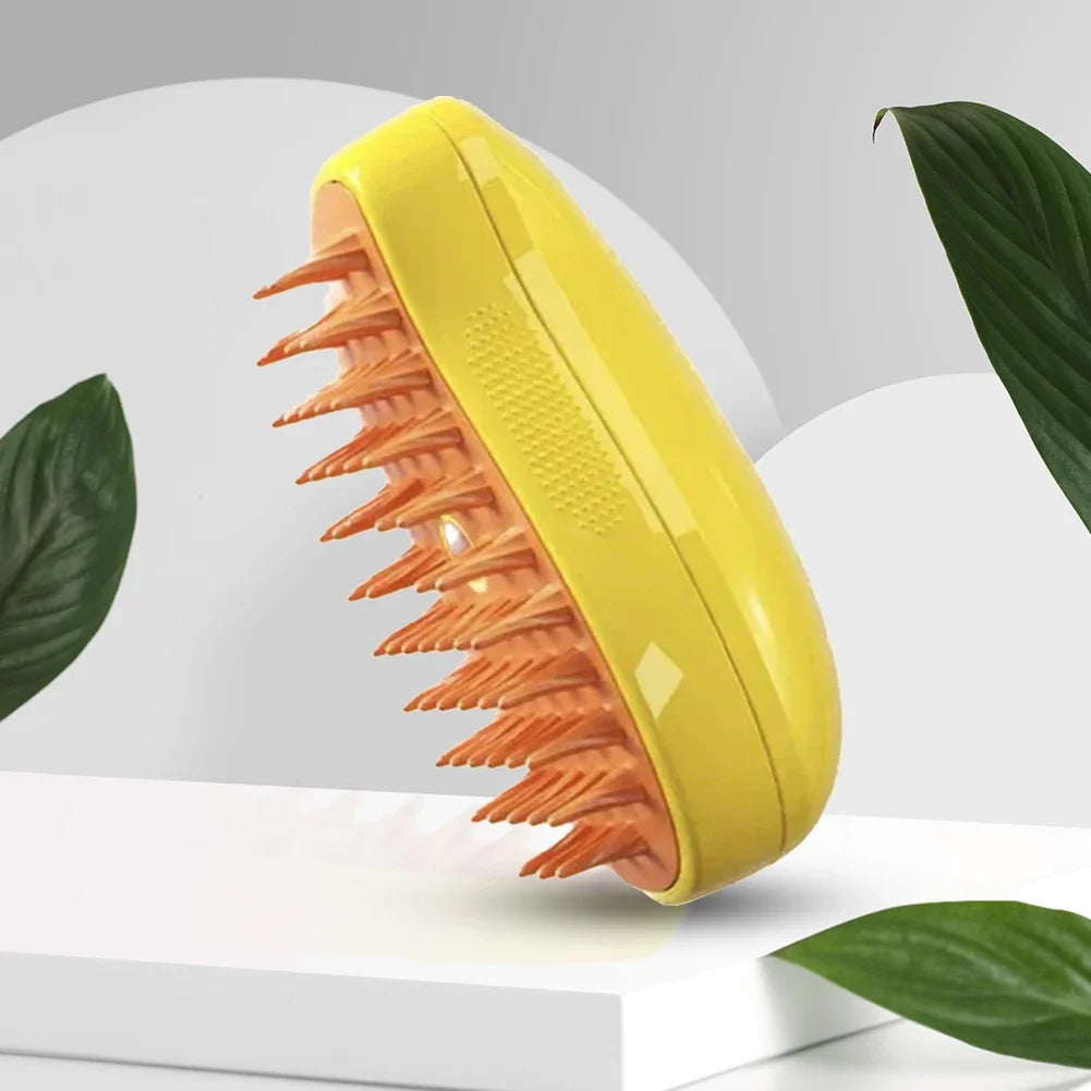 Brosse de Énergie à Vapeur 3 en 1 pour Chat et Chien, Peigne Pliable et Rotatif à un Bouton, Idéal pour le Bain et l'Épilation des Poils