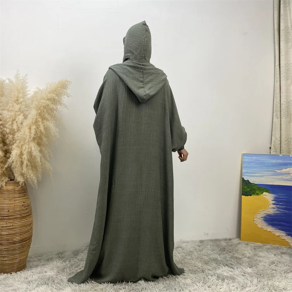 Femmes 12 couleurs Abayas musulman Ramadan vêtements de prière avec capuche Jalaba solide décontracté manches chauve-souris Robe arabe Eid Djellab
