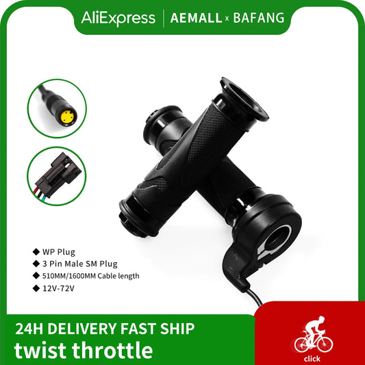 Twist Throttle for Electric Bicycle and Scooter 24V-72V, Waterproof, with Speed Control Cable, Universal Accessories for Electric Bicycles