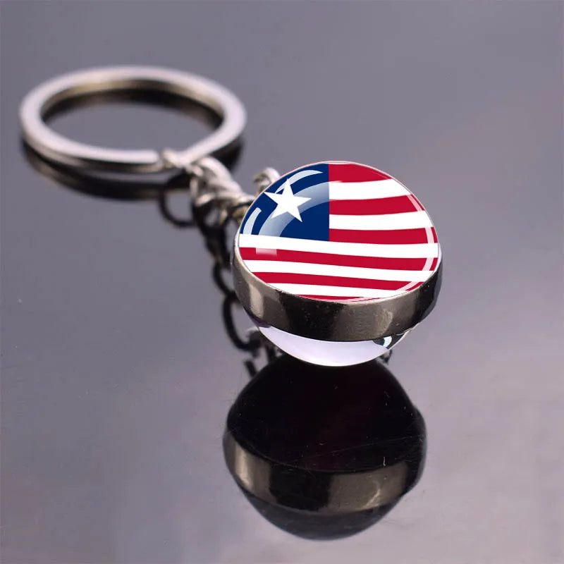 Porte-clés drapeau africain, algérie, somalie, tunisie, maroc, egypte, drapeau National, pendentif boule de verre Double face, cadeau