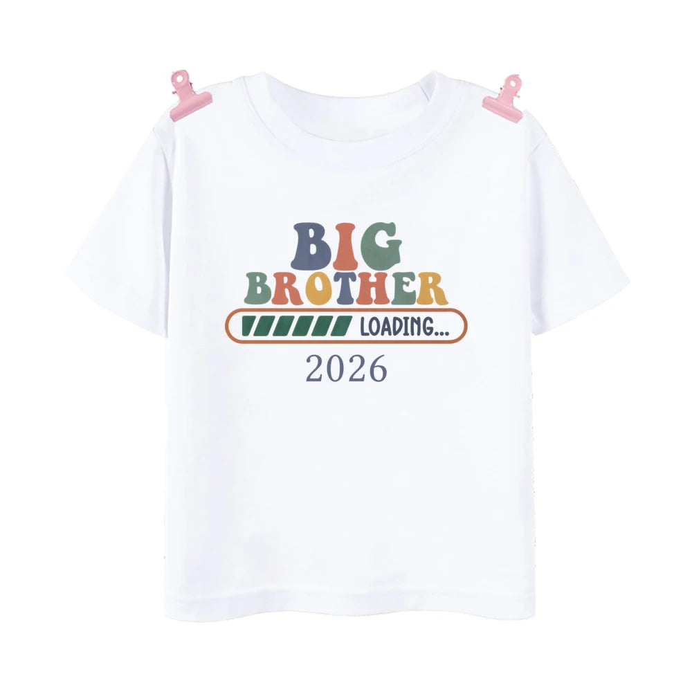 T-shirt imprimé pour enfants, tenue d'été pour enfants, chemises à manches courtes, vêtements d'annonce pour bébé, promu à Big Brother, Big Sister, 2026
