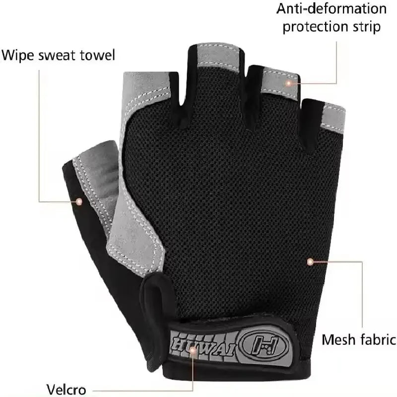 Gants de vélo sans doigts respirants antidérapants pour femmes et hommes, pour la pêche, le cyclisme, l'été, professionnels pour la salle de sport et le fitness
