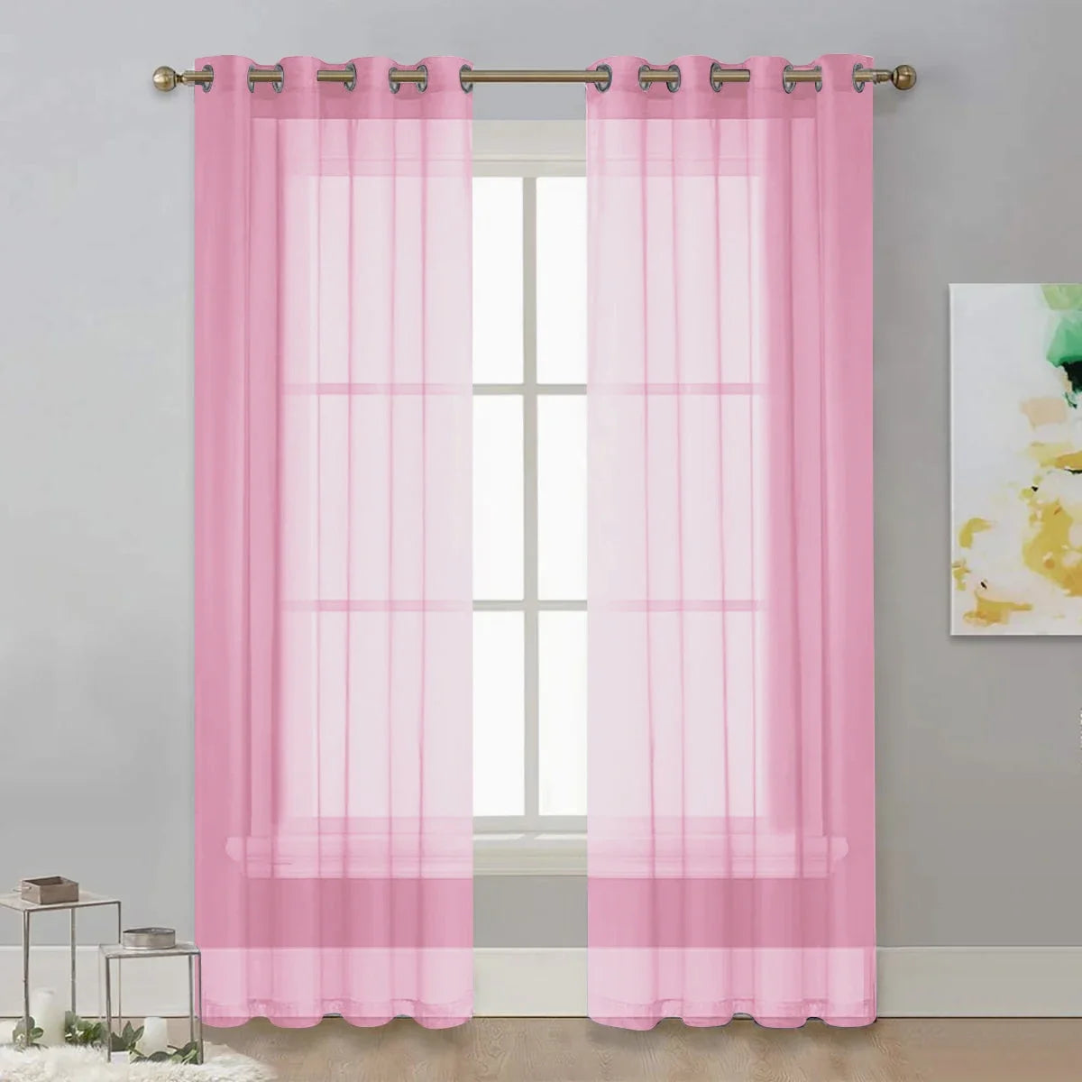 Rideau transparent moderne de couleur unie, rideaux de fenêtre pour salon, chambre à coucher, maison, haut à œillets pour écran de fenêtre français, 1 pièce