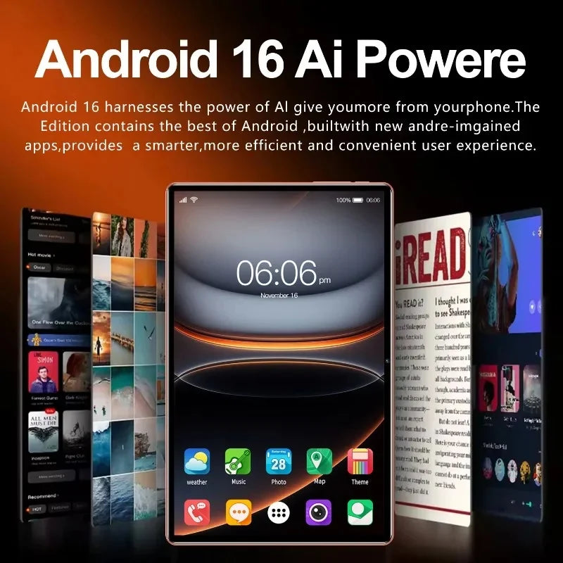 Nueva tableta original edición global 2026 Android 16 Pad 17 Pro Max 24 GB + 2 TB, tableta 5G con doble tarjeta SIM WIFI HD 4K, mini tablet PC