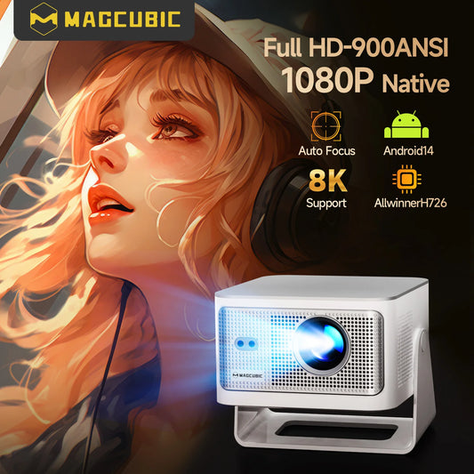 Magcubic – proyector Android14 4K con enfoque automático, 900ANSI 8K nativo 1080P HY350Max con Wifi6 BT5.4 16G Allwinner H726, portátil para exteriores